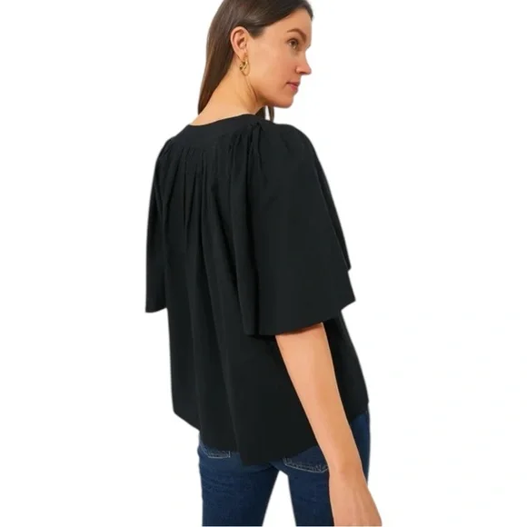 Tuckernuck Pomander Place Finley Flutter Sleeve Top Size M Short Sleeve Black - Picture 9 of 12